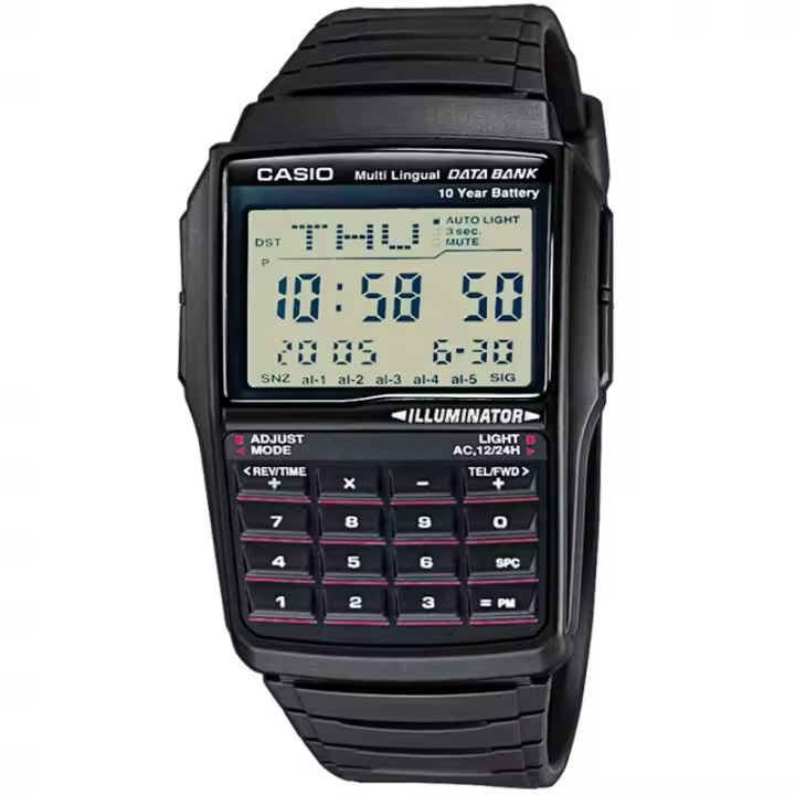 Casio Dbc-32-1aes Vintage Reloj digital calculadora Para Hombre Color Negro. Caja y correa de resina color negro. - 1