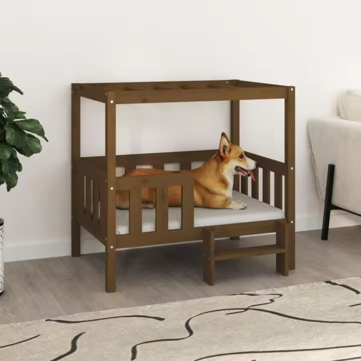 vidaXL Cama para Perros Cachorro Animal Doméstico Color Blanco,  Marrón miel,  Natural y mas - 1
