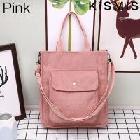 Bolso De Hombro Para Mujer De Corduroy Y Tela Con Bolsillo Exterior Bolso De Compras Casual Para Estudiantes Bolsa De Libros - details 13