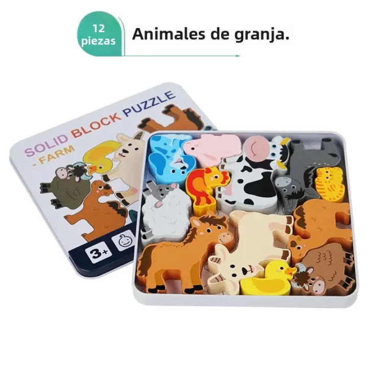 Rompecabezas De Madera 3D Para Niños Juguete Educativo De Desarrollo Inteligente En Una Caja De Hierro Creativa Actividad Manual - 1