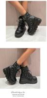 Botas De Mujer 2024 Otoño Botas De Tobillo Con Plataforma Y Tacón Alto Diseño De Moda Zip Cosplay Zapatos Para Mujer Botas Cortas De PU Con Cierre De Lazo - details 7