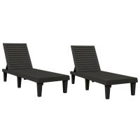 vidaXL Tumbonas de polipropileno 2 unidades 155x58x83 cm Negro, Marrón claro, Sillas de Exterior Ideal para jardín, playa, piscina, terraza Tumbona Piscina Tumbonas Playa Tumbonas Jardín Exterior - details 0