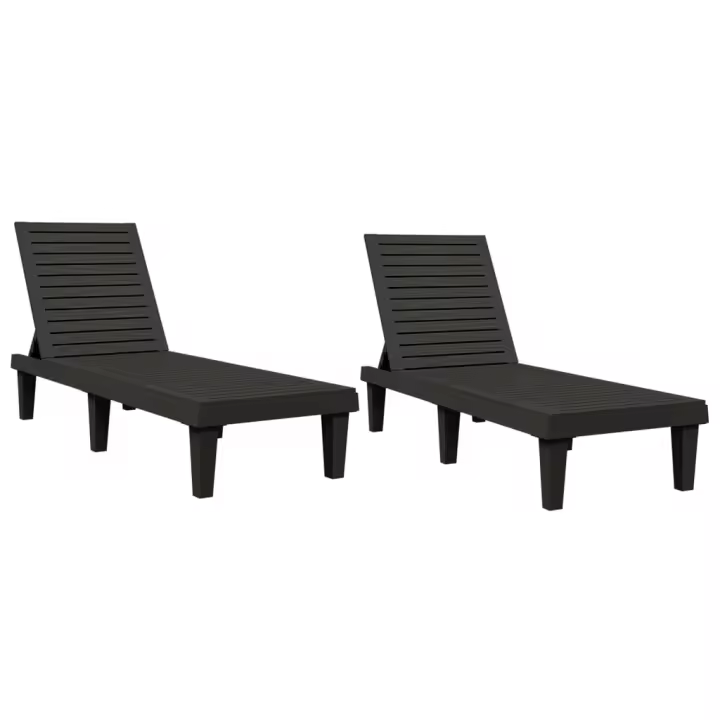 vidaXL Tumbonas de polipropileno 2 unidades 155x58x83 cm Negro, Marrón claro, Sillas de Exterior Ideal para jardín, playa, piscina, terraza Tumbona Piscina Tumbonas Playa Tumbonas Jardín Exterior - 1