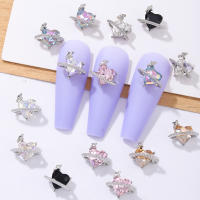 30pcs Decoración De Uñas En Forma De Corazón Y Planeta Estilo Metálico Y2K Con Diamantes De Color Plata Adornos De Aleación De Rhinestone Para DIY - details 3