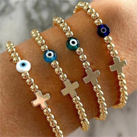 Pulsera De Bohemia Para Mujer Con Piedra Hematita Curativa Y Cruz De Moda Plata De 18K Con Pulsera Antojada Colgante Geométrico - details 0