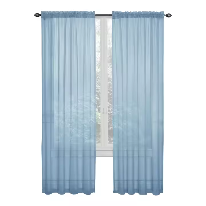 Cortinas De Vidrio Transparentes De Color Sólido Para Boda Estilo Lujo Fácil De Instalar Productos Domésticos Cortinas De Ventana Con Encaje - 1