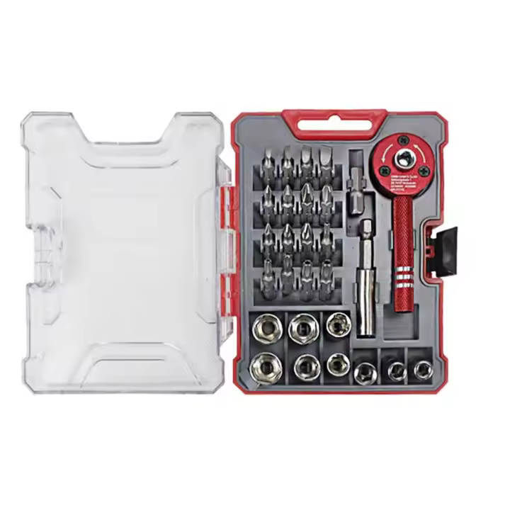 Destornillador con mango antideslizante y punta magnética. Juego de destornilladores de trinquete de 28 Uds, Kit de herramientas de combinación de reparación de tuercas de tornillo pequeñas, herramienta de ordenador para teléfono móvil d - 1
