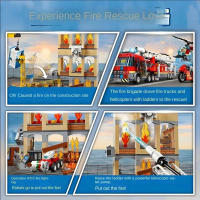 Juguete De Construcción Para Niños Estación De Bomberos Y Helicóptero De La Serie Ciudad Escala Universal Bloques Pequeños Compatible Con Lego - details 1