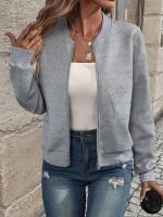 Chaqueta De Cierre De Cremallera De Color Sólido Para Mujer Estilo Casual Y Moda Durable Y Lujosa Para Otoño E Invierno - details 2