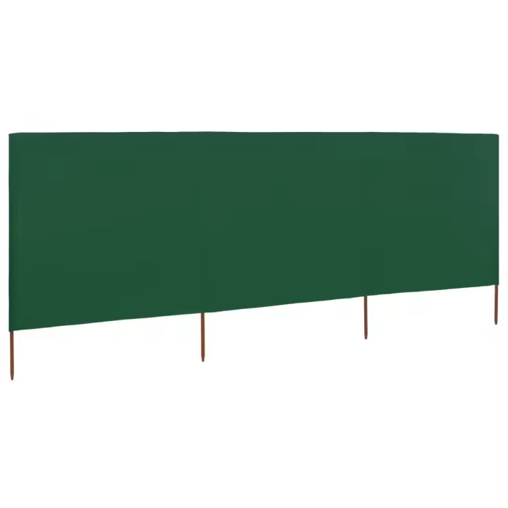 Paravientod de Playa de 3 paneles Lona verde 400x160 cm - 1