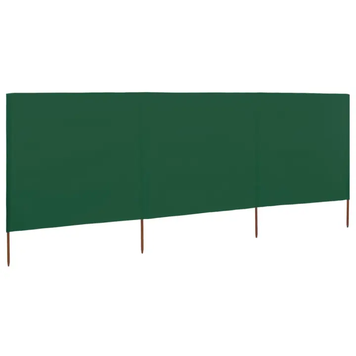 Paravientod de Playa de 3 paneles Lona verde 400x160 cm - 1