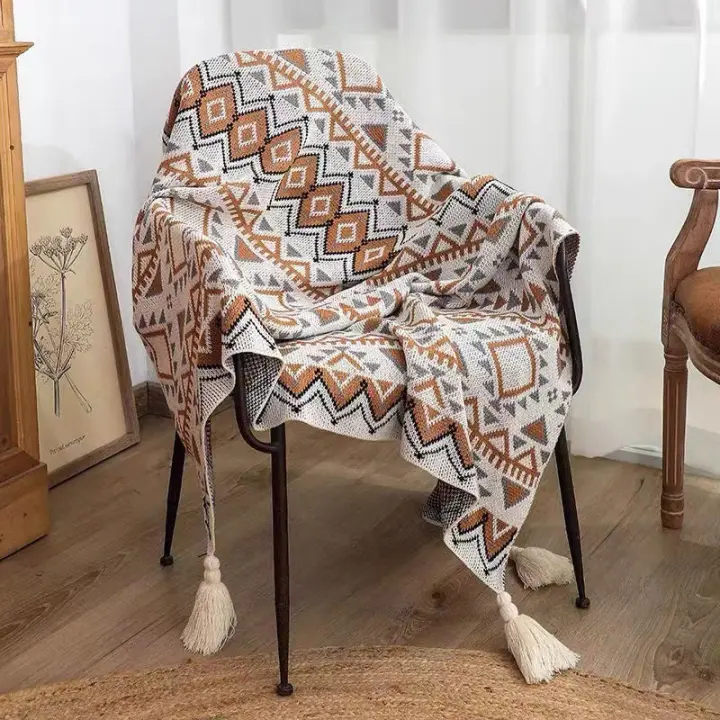 Manta De Silla De Oficina Bohemia Gruesa Tejida Manta Para Bebé Manta Para Siesta En Casa Y Oficina Material 100% Poliéster - 1
