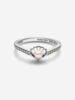 Pandora - Anillo de Perla cultivada de agua dulce con tratamiento de Concha DE LA Princesa Ariel de Disney - Plata de Lei - details 0