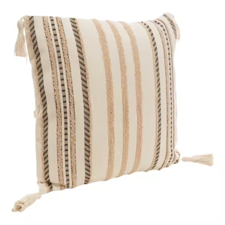 Cojin poliester Beige, blanco 45x45x15cm. El mejor complemento para tu hogar. - 1