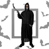 Túnica Disfraz Adulto Negra con Capucha – 130cm para Halloween o Cosplay - Dysmad - details 2