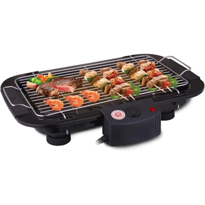 Parrilla sin Humo, Parrilla de Placa calefactora Antiadherente para el hogar, Parrilla de Barbacoa eléctrica portátil para Interiores y Exteriores, 5 ajustes de Temperatura, 2000 W. GRILL 35x48cm - 1