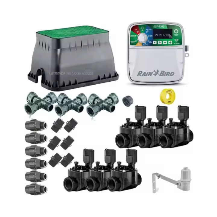 RAIN BIRD Pack profesional de Riego Automático Rain Bird de 6 zonas 24v para Tuberia 32mm, automatización de riego - 1