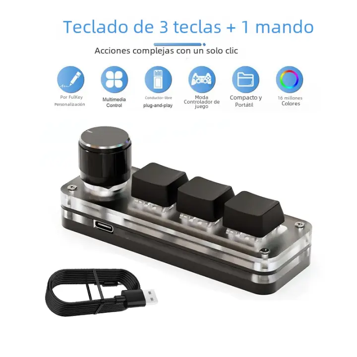 Teclado Mecánico USB Para Gamer 3Keys Macro Personalizable RGB Mini Teclado Para Photoshop Programación De Teclas Estilo Estándar Con Switch OUTEMU - 1