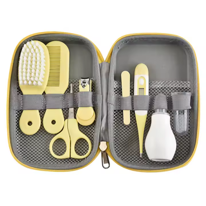 8 Pieces Baby Grooming Kit, Professional Baby Nail Clipper Kit, Non-Toxic BPA Free Comfort, Baby Toiletry Kits for Travel and Home (Yellow) - 1