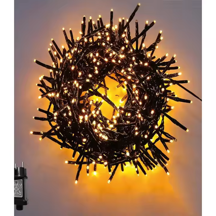 Guirnalda Luces Led de Navidad PLUS HOME 100-1000 LED 6m-50m Cable Verde IP44 Impermeable - Luz Blanco Cálido - Eficiencia Energética A+++ - 1