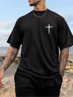 Camiseta De Verano Para Hombre Retro Con Estampado Cruzado Talla Oversize Estilo Harajuku Cuello Redondo Material Algodón - details 1