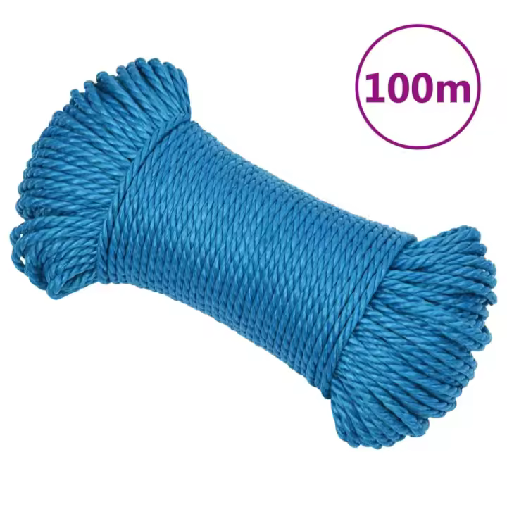 vidaXL Cuerda de Trabajo Polipropileno 6 mm 100 m Seguridad Incendio Color Azul,  Blanco,  orange y mas - 1