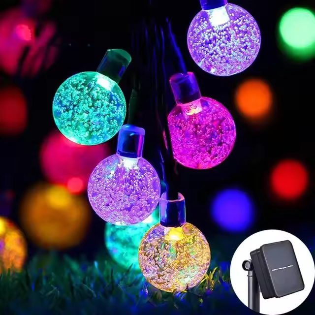 Cadenas De Luces Solares Con 100 LED Para Exterior IP65 Impermeables Decoración Navideña Jardín 12M Luces De Navidad - 1