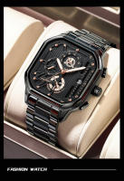 Reloj De Hombre POEDAGAR Moda Luminoso Impermeable Cronógrafo Fecha Reloj De Pulsera Acero Inoxidable Cuarzo Cuadrado Relojes Para Hombres - details 11