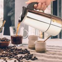 BIT Cafetera Italiana en acero inoxidable  para espresso 2/4/6/9 TAZAS Compatible con gas, vitrocerámica y estufa eléctrica. Uso doméstico y oficina. Cafetera Moka - details 4