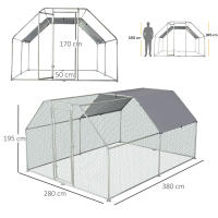 PawHut Gallinero de Exterior Jaula con Cerradura para Aves de Corral de Metal Galvanizado y Cubierta Oxford - details 3