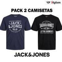 Jack & Jones Hombre Pack 2 Camisetas de Algodón Logo estampado Ajuste Regular Fit  Moda Casual Informal - details 5