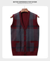 Suéter De Casual Para Hombre Chaqueta Sin Mangas Gruesa Para Otoño E Invierno Cardigan Con Estampado Rayado Cuello En V - details 17