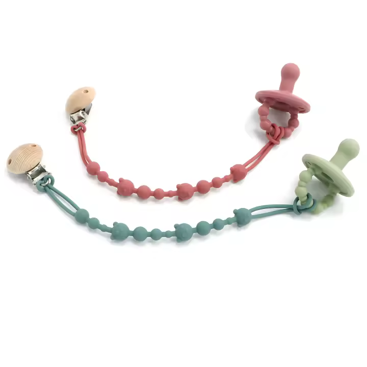 Clavija De Mordedor Para Bebé De Silicona Con Cadena Antipérdida Y Almohadilla Soothing Pacifier Anti-chain Para Carrito De Compras - 1