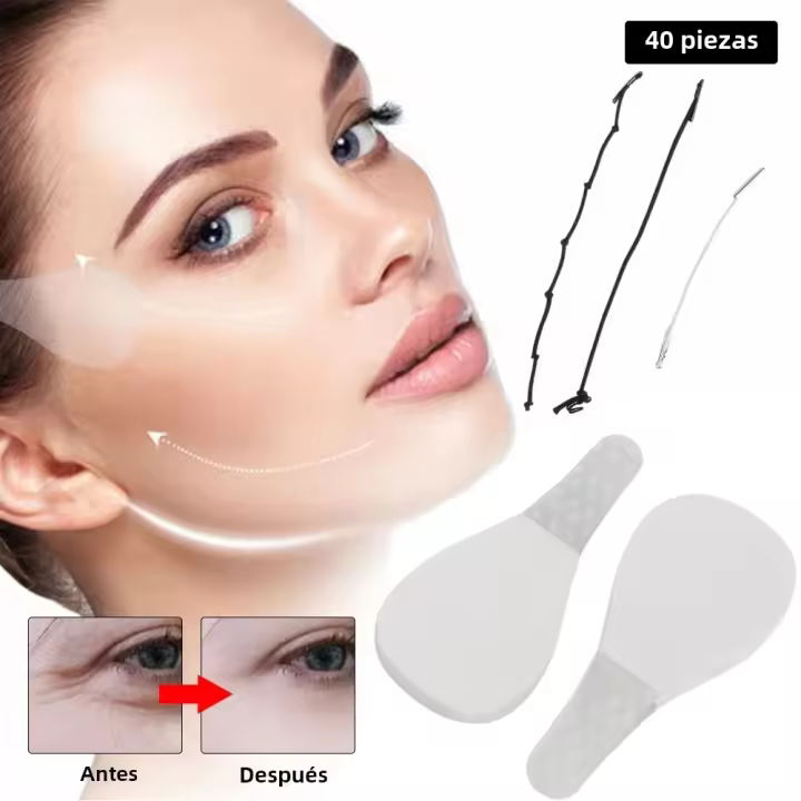 40Pcs/set Almohadillas De Caras Invisibles Instantáneas V-Forma Elevación De Piel Flácida Línea Delgada Adhesivo Para Barba Y Barba - 1
