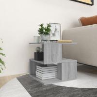 vidaXL Mesa auxiliar de madera contrachapada 40x40x40 cm en color Gris sonoma/Roble ahumado/Roble Sonoma | estructura resistente ideal para salón dormitorio o estudio - details 0