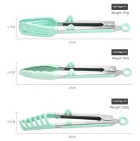 Pinzas de cocina pequeñas de silicona, mini pinzas para servir de grado alimenticio con puntas de silicona, juego de 3, color verde - details 6