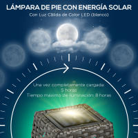 Outsunny Linterna de Jardín de Ratán Sintético Luces Solares Exterior con Luces LED Encendido/Apagado Automático para Terraza Balcón Patio Gris - details 5