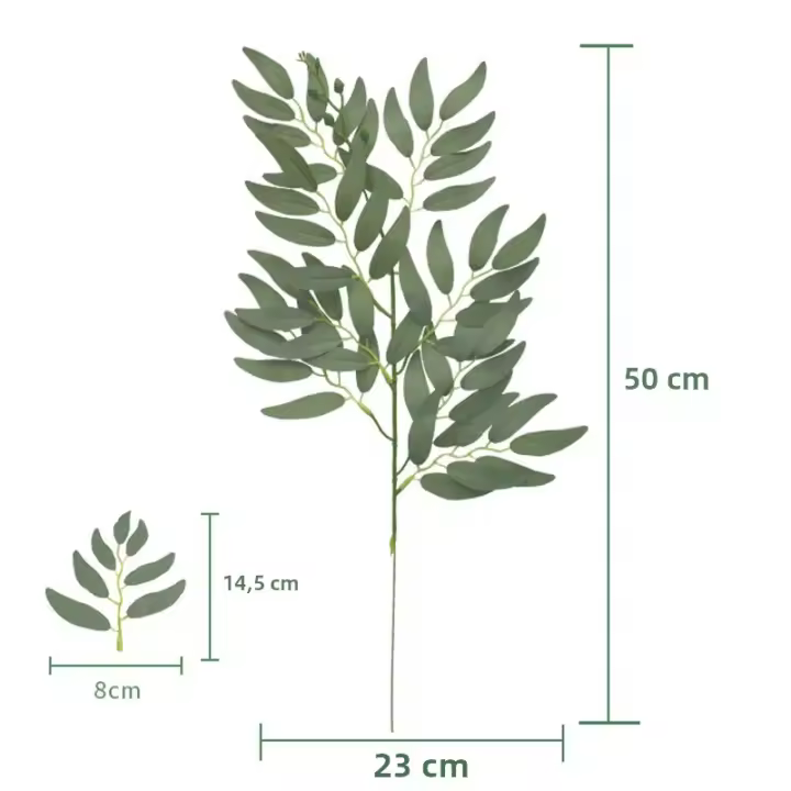 10pc Plantas Artificiales De Sauce Verde Hojas De Eucalipto Falsas Ramas De Flores Para Decoración De Hogar Y Bodas - 1