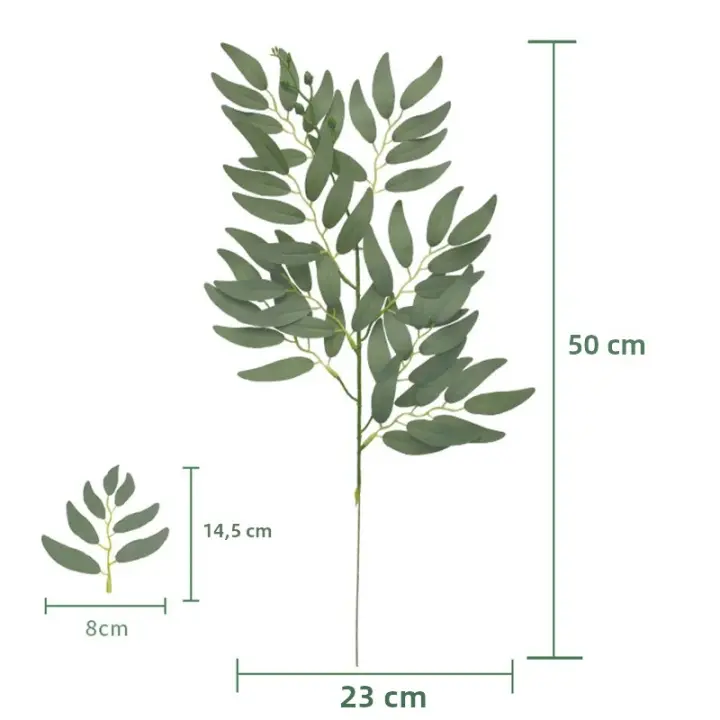 10pc Plantas Artificiales De Sauce Verde Hojas De Eucalipto Falsas Ramas De Flores Para Decoración De Hogar Y Bodas - 1