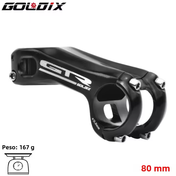 GOLDIX Tímbrido De Bicicleta De Aluminio Forjado 3D -17 Grados Longitudes 80/90/100mm Compatible Con Manillar De 31.8mm Para Bicicleta De Montaña - 1