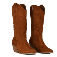 Altamoda- Botas Camperas Para Mujer Con Tacon Estilo Cowboy color Camel - details 1