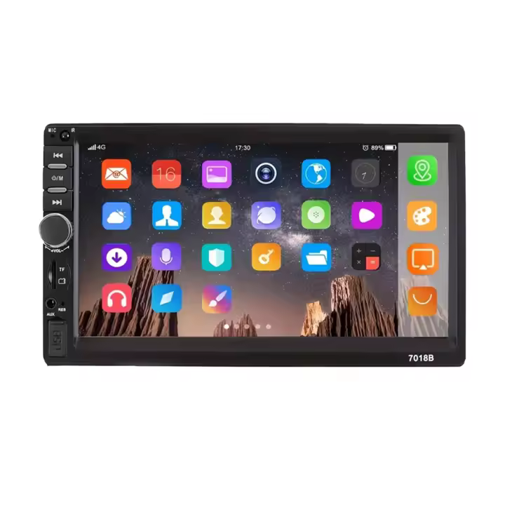 2Din Car Stereo - Pantalla 7" Full Color, CarPlay 7018 Inalámbrico, Reproducción Multimedia MP3/WMA, Cámara Trasera - 1