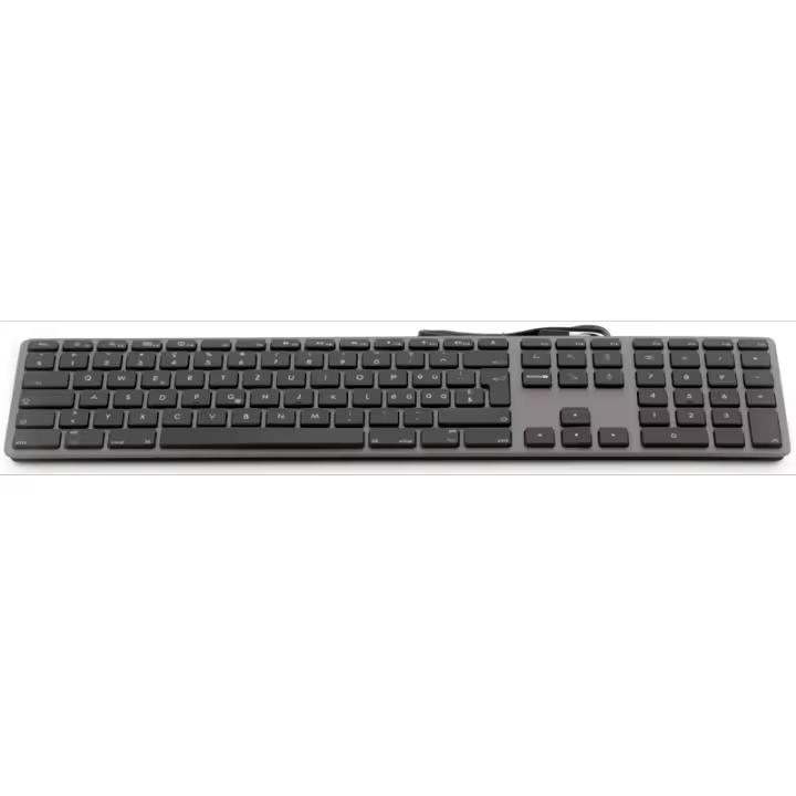 Teclado USB de fuente grande Teclado USB con cable de 110 teclas con 2x USB y cubierta superior de aluminio - Alemán - gris espa - 1