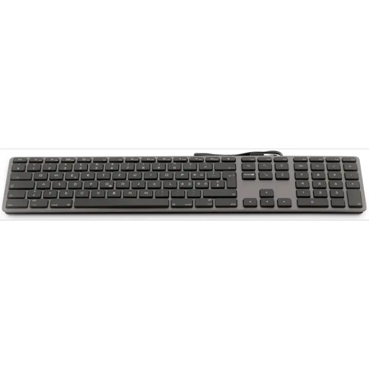 Teclado USB de fuente grande Teclado USB con cable de 110 teclas con 2x USB y cubierta superior de aluminio - Alemán - gris espa - 1