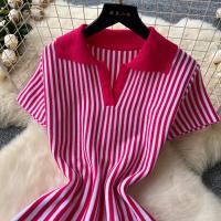 YuooMuoo Vestido Corto A-Line De Moda Y2K Para Mujer Manga Corta Estilo Casual Rayado Tejido Suave Vestido De Verano Para Calle Mujeres - details 6