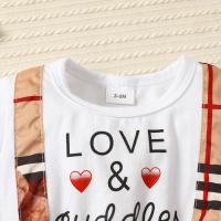 Vestido De Verano Para Bebé Niña Con Cuello Redondo Y Estampado De Oso Y Amor Falso Dos Piezas En Algodón - details 2