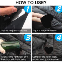 6pcs Parches Autoadhesivos Para Ropa Y Bolsos Pegatinas De Reparación Lavables Para Chaquetas De Plumón Y Tienda De Acampar Color Oscuro Y Rojo - details 6