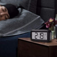 Reloj De Alarma Digital Con Sensor De Temperatura Interior Luz Sensor Desplazamiento De 12/24H Display Retroiluminado Para Dormitorios Escritorio De Oficina - details 8