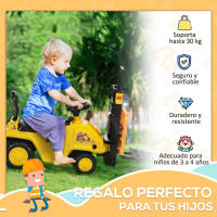 HOMCOM Tractor sin Pedales para Niños de +3 Años Carretilla Elevadora de Juguete con Horquilla Móvil Bocina y Asiento de Alamcenaje Oculto Carga 30 kg 86x27,5x47,5 cm Amarillo - details 3