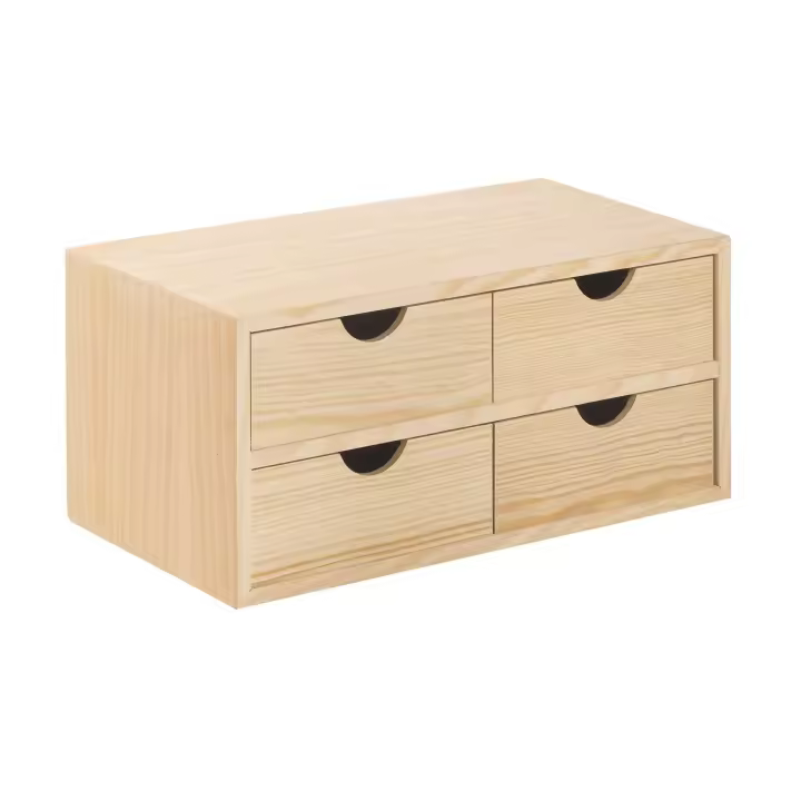 Mini cajonera de madera con cuatro cajones 18,5x40x20cm - 1